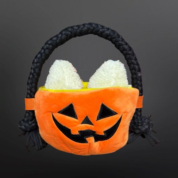 NEW Bark Box Fall Sweet Squeak Swag Bag Candy Corn Pumpkin Plush Basket - Picture 3 of 4